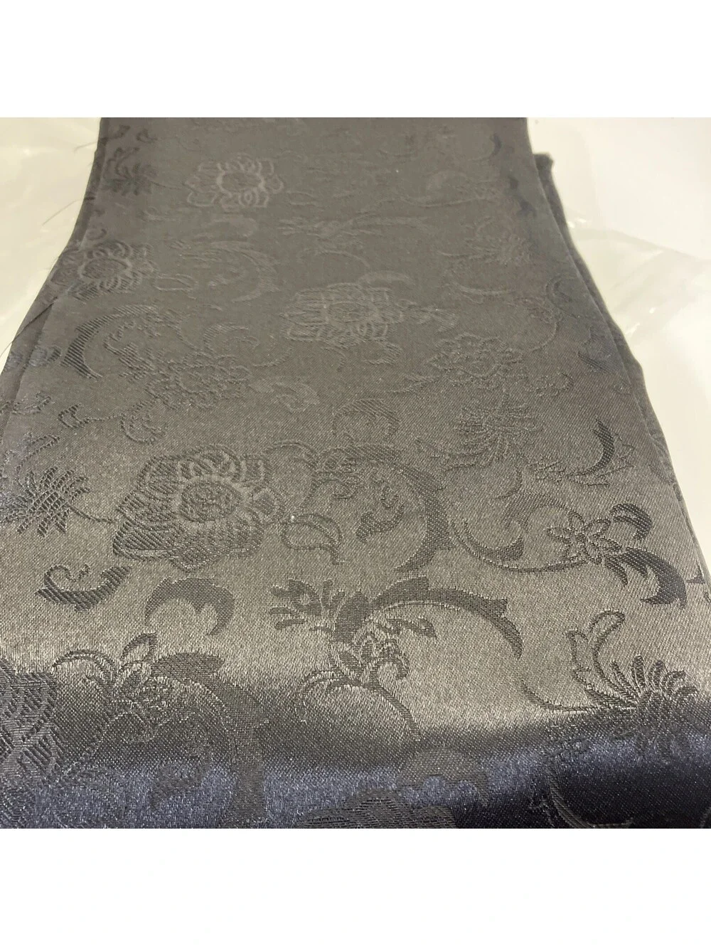 Black Polyester Shimmering Floral Pattern Fabric For Sewing 124x180in Heavy